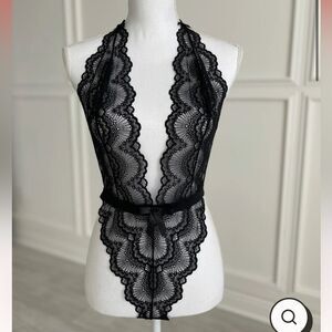 Ladies Oh La‎ La Cheri Black Lace Open Back Teddy Size 1X/2X